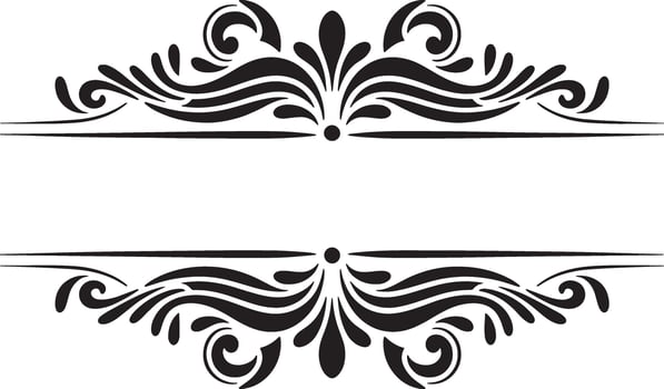 Black decorative floral border design with symmetrical elements and blank space vector