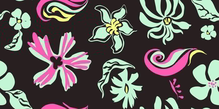Wildflower stylized hand drawn seamless floral pattern for home decor and print design vector