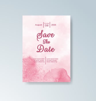 Bold watercolor strokes on modern wedding invitation. vector