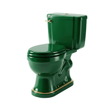 Vibrant green modern toilet with golden accents, a stylish bathroom fixture png