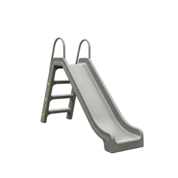 Gray plastic children's slide with ladder and handles for outdoor play png