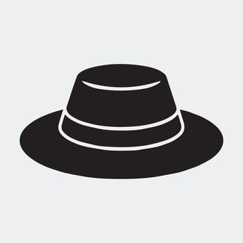 Bold Black Fedora Hat Icon for Fashion and Accessory Themes vector