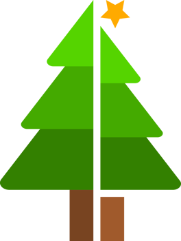 Green pine tree winter star christmas png