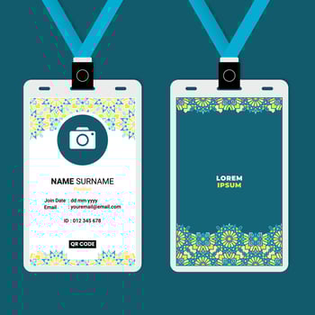 ID Card Design with Oriental Geometric Luxury Ornament Border on Top and Bottom vector