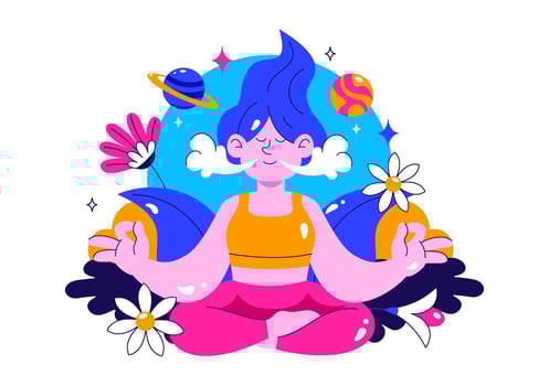 Meditation illustration with cosmic background vector