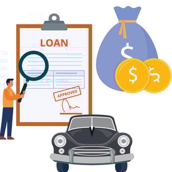 Man getting car loan Illustration vector