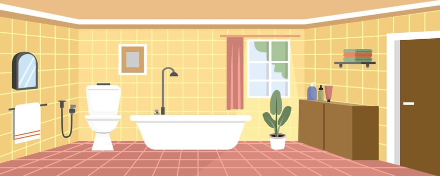 Modern bathroom interior with tub and toilet vector