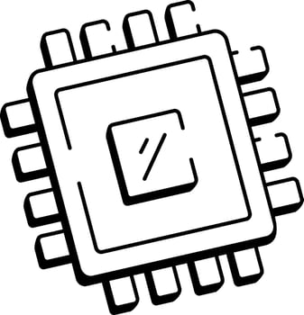 A sketchy style icon representing firmware chip vector