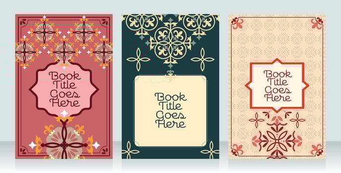 Book cover template layout with Arabic, Moroccan, or Mediterranean style. Features elegant patterns and traditional ornaments perfect for cultural or artistic themes. vector