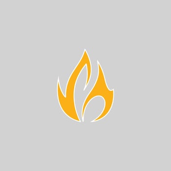 a fire logo on a gray background vector