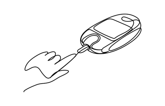 Minimal one line illustration of glucometer for blood glucose test on november 14 world diabetes day vector