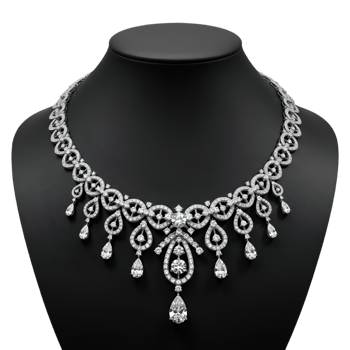 Black ornate necklace with decorative stones and elegant jewelry png