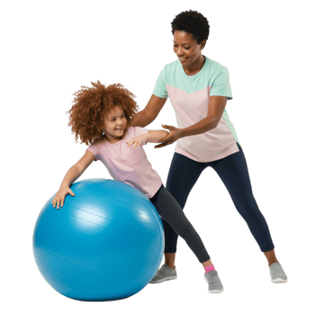 Children with exercise ball and active healthy playtime png