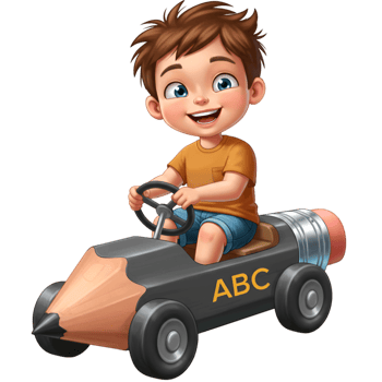 Child with toy car and imaginative play activities png