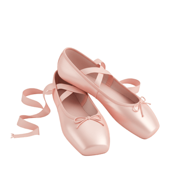 Pink ballet shoes with ribbons and dance footwear png