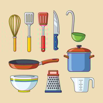 Kitchen Utensils Doodle Style Pack Illustration vector