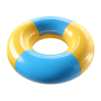 Blue and Yellow Inflatable Swim Ring on Transparent Background glossy png