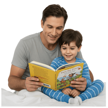 Father and son reading book together with family bonding png