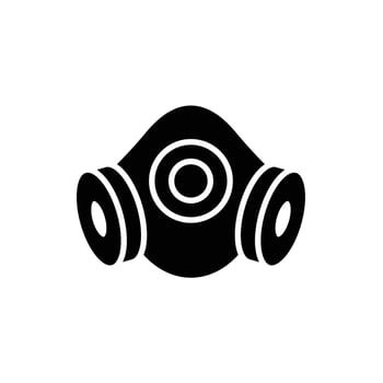 Black Silhouette of a Gas Mask Icon on a White Background vector