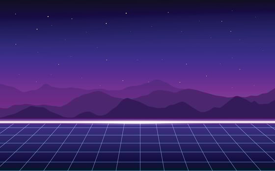 Futuristic landscape retro style. Digital retro landscape cyber surface. mountains background summer landscape vector