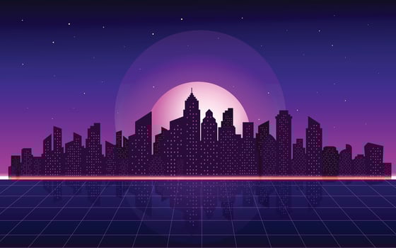 City skyline silhouette at dusk vector