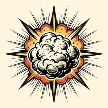 Retro Comic Style Explosion Illustration with Vibrant Colors and Dynamic Lines vector