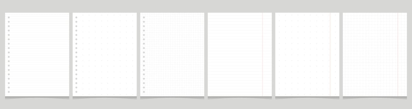 Set of notebook or notepad pages vector
