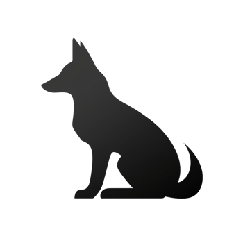 Dark Dog Silhouette Sitting on Transparent Background Modern Style png