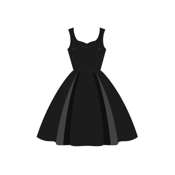 Elegant Black Dress on Transparent Background Simple Fashion Illustration png