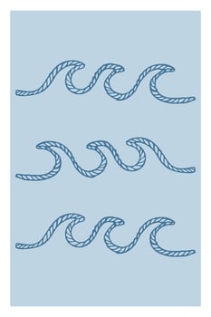 Coastal cowgirl illustration, line art featuring intricate wave patterns and nautical elements showcasing a blend of western and coastal themes vector