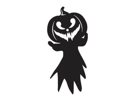 hand drawn Ghost Face Pumpkin Halloween Silhouette vector