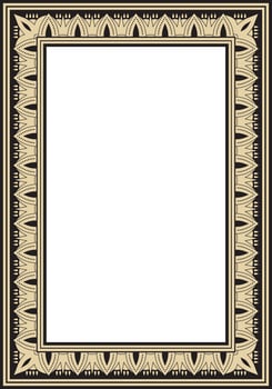 square black and gold Egyptian ornament. Endless border, ancient Egypt frame vector