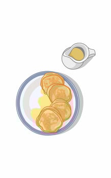 Pancakes with syrup on a plate vector