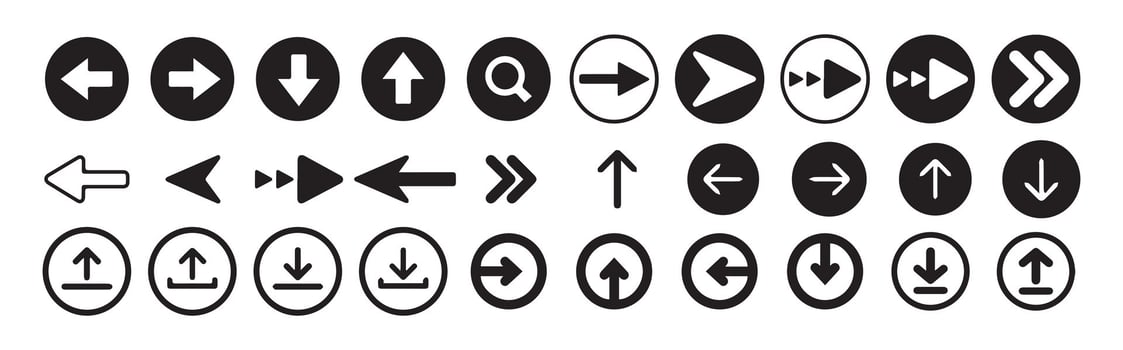 Assorted Navigation Arrow Icons in Flat Design vector
