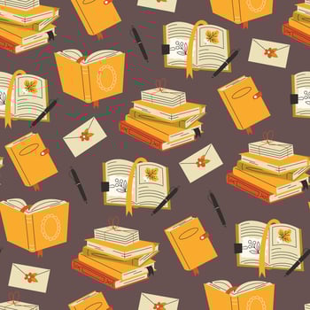 Pattern of books and writing materials vector