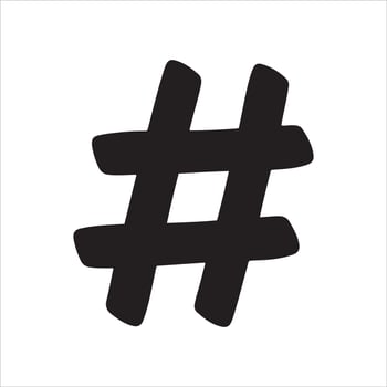 Bold black hashtag symbol on a clean white background vector