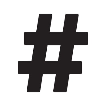 Bold black hashtag symbol centered on a clean white background vector