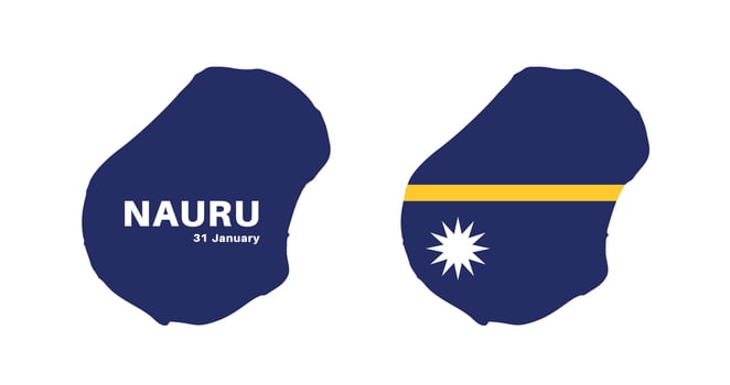 nauru flag and map set. nauru flag in official colors and proportions., map vector
