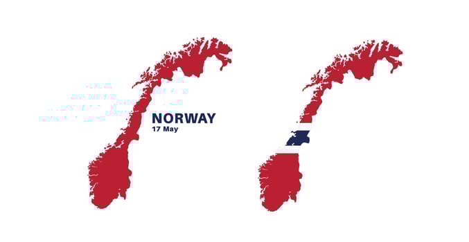 norway flag and map set. norway flag in official colors and proportions., map vector