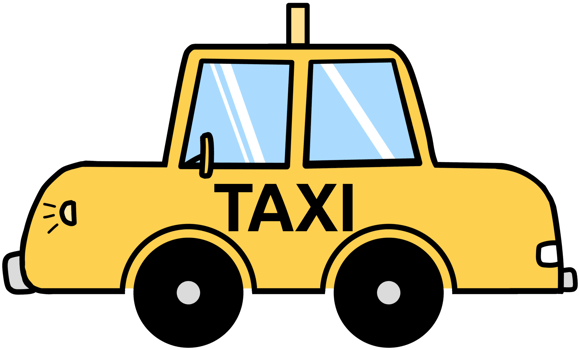Yellow taxi drawing, car, automobile, vehicle png