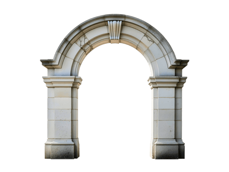 Elegant stone arch with detailed columns and curved top png
