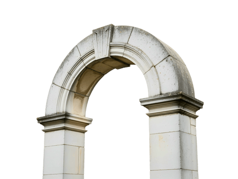 Classic architectural stone arch with columns and curved top png