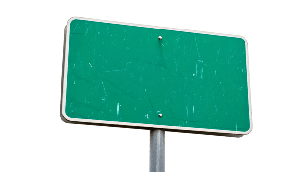 Blank green road sign with metal pole png