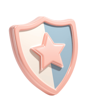 3D Render of Pink Shield with Star for Security and Protection on Transparent Backdrop png