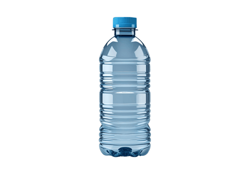 Plastic water bottle isolated for hydration, fitness, travel, or display. png