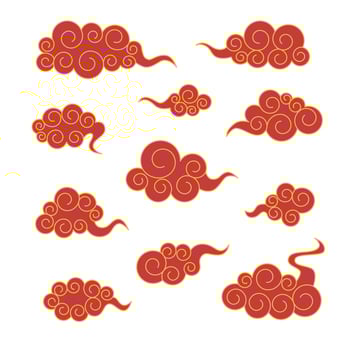 Collection of traditional red asian clouds vector