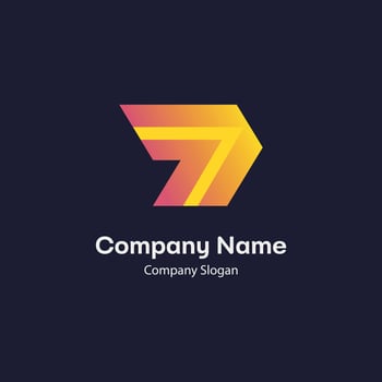 A logo with a yellow and orange arrow vector