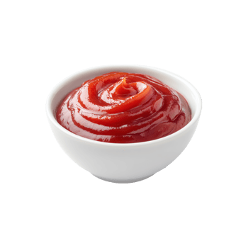 Tomato ketchup in white bowl isolated on transparent background png