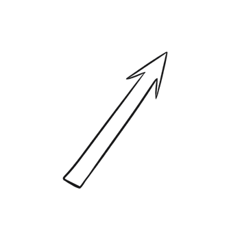 Hand Drawn Diagonal Upward Arrow Outline Illustration png