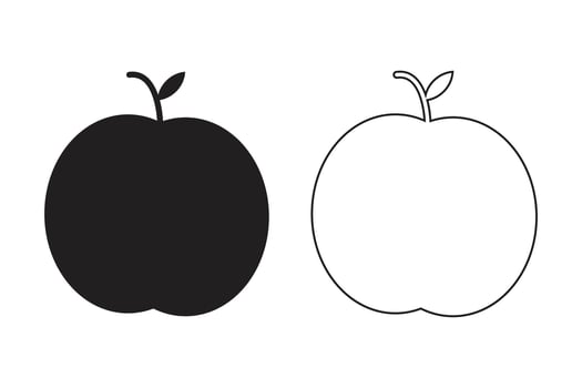 Black and White Apple Silhouette Minimalist Apple Icon Design vector